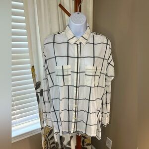 Abercrombie & Fitch Black and White Plaid Button Up Tunic Size S